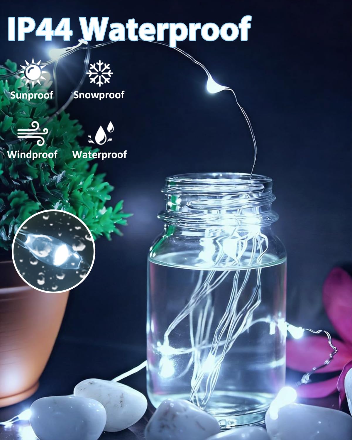 4 Pack 60 LED Fairy Lights Battery Operated with Timer, 20FT Waterproof String Lights Indoor Outdoor, Cuttable Battery Light for Home Bedroom Wedding DIY Centerpiece Christmas Decorations (Cool White)