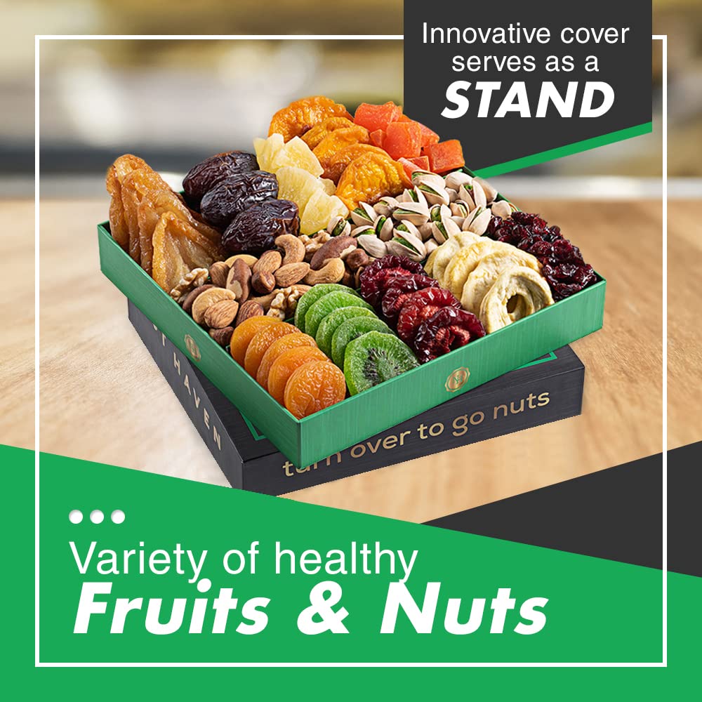 Fathers Day Dried Fruit & Nuts Gift Basket - Fresh Dried Fruit & Nuts Gift Basket - Food Gift Box for Dad, Him, Husband, Christmas, Father's Day, Mother's Day, Sympathy, Family, Men & Women
