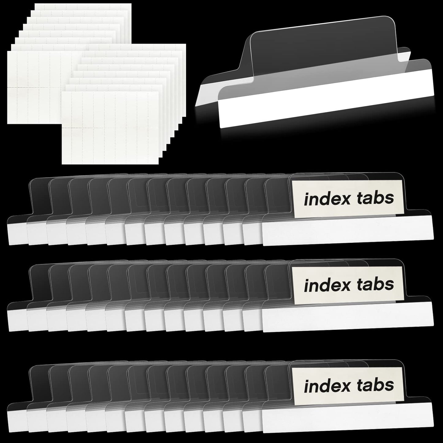 Gersoniel 50 Pieces 2 Inch Insertable Self-Adhesive Tabs with Printable Inserts with File Folder Labels Sticky Plastic Index Clear Divider Stick on File Self Adhesive for Books Page