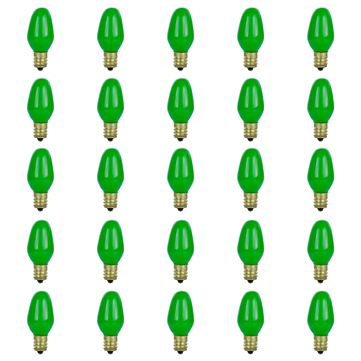Sunlite 01260 7C7 Incandescent Bulb, 7 Watt, Candelabra E12 Base, C7 Small Night Light, Colored Bulb, Green, 25 Count