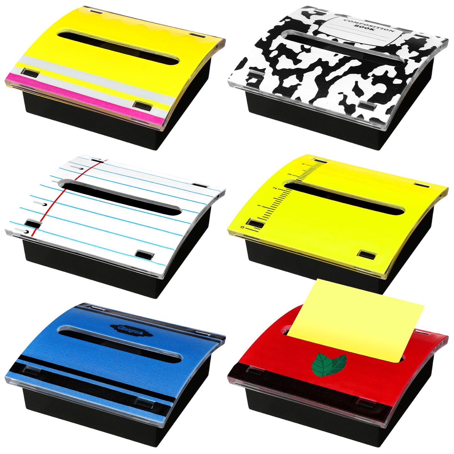Eaasty 6 Pcs Teacher Appreciation Gifts Pencil Crayon Pop up Sticky Note Dispenser Composition Notebook Apple Sticky Note Holder Classroom School Decor Organizes Accessories for Teacher Office Desk