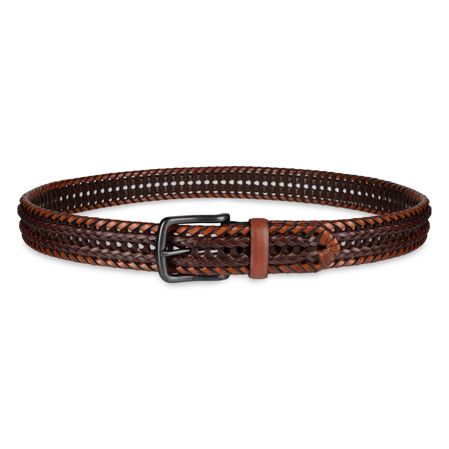 Columbia Men's Fully Adjustable Lace Braid Belt, Cognac, Small