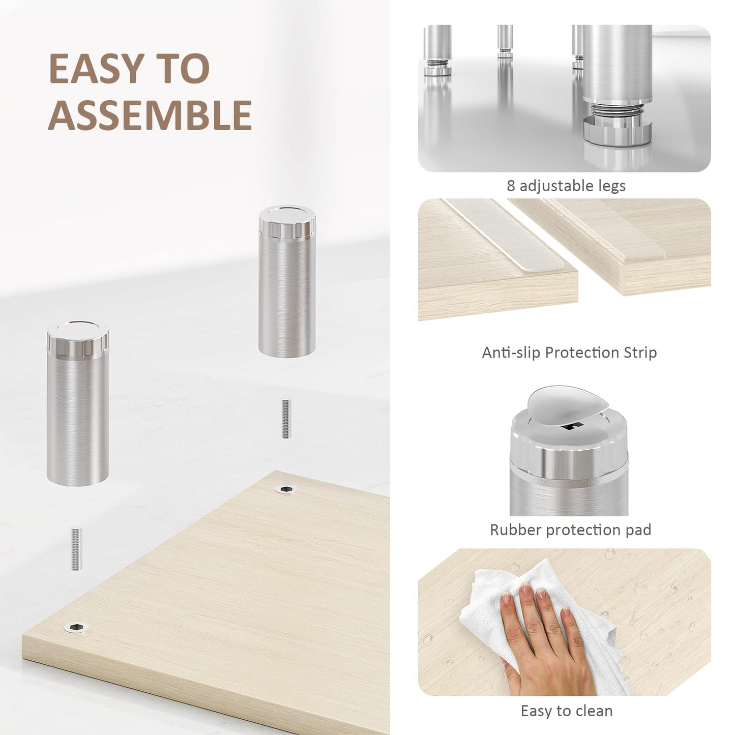 AX Waber Dual Monitor Riser - Adjustable Length & Angle, Wooden Stand for 2 Monitors with Storage