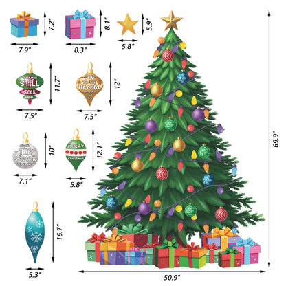 IARTTOP Large Christmas Tree Wall Decals Xmas Bell Winter Holiday Window Clings Bible Verse Wall Stickers Christmas Christian Decor Decal Xmas Decoration for Home Party Living Room Glass