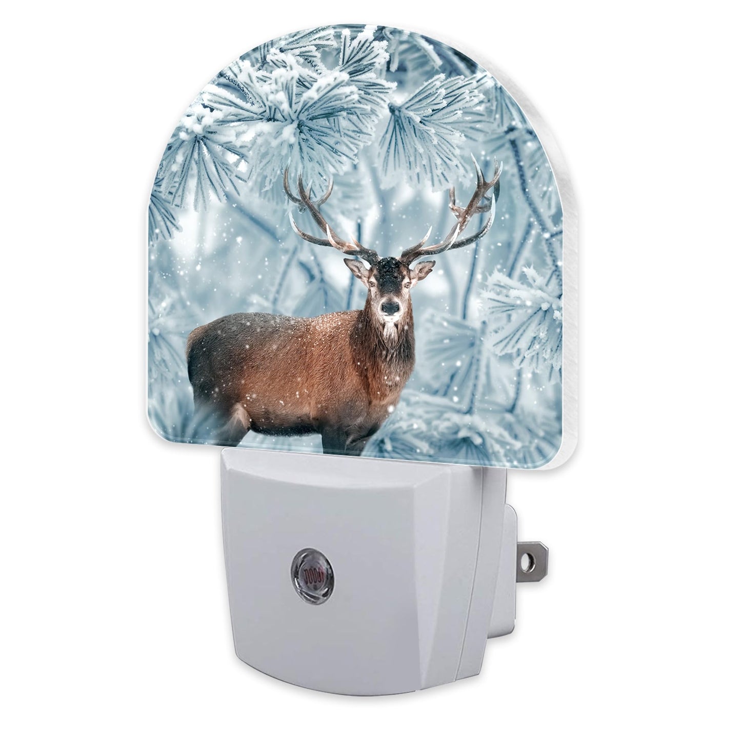 sndheke Red Deer in Winter Forest Night Light Plug into Wall, Beautiful Christmas Scenery Dusk to Dawn Night Light Plug in,0.5w Energy Saving Sleep Friendly NightLight for Kids Boys Girls Home Decor