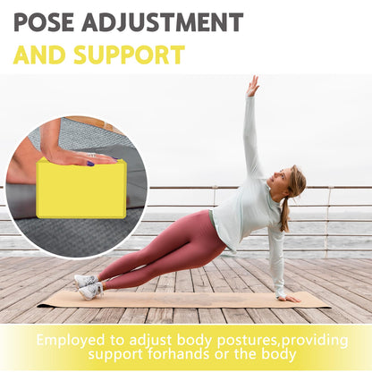 MBHKRRS 9"x6"x3" Yoga Blocks, Soft Non-Slip Surface Premium Foam Blocks, Supportive, Lightweight, Odor Resistant, Yoga Accessories for Pilates Meditation General Fitness Stretching Toning (yellow-1 Pack)