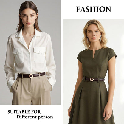 LEEXTON Women Leather Belts Jeans Pants Dresses Fashion Waist Belt for Ladies with Gold Buckle