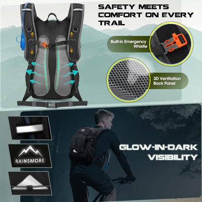 Hydration Backpack - 18L Lightweight Insulated Water Bladder Pack for Hiking, Running & Cycling