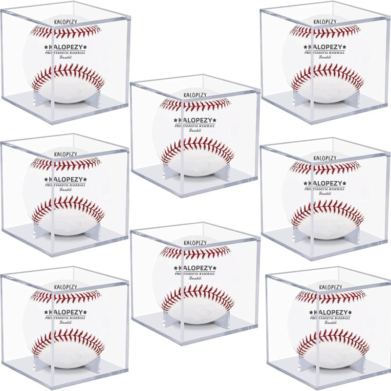 Baseball Display Case - 8 Pack UV Protected Acrylic Cube for Autographed Balls | Clear Memorabilia Showcase