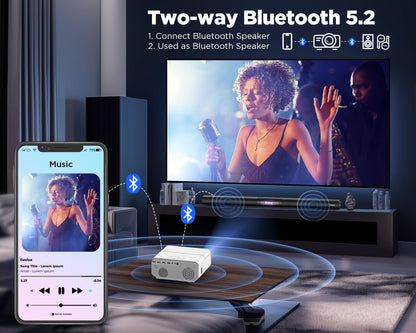 [Auto Focus/Keystone] DBPOWER Projector 4K with 5G WiFi and Bluetooth, 600ANSI FHD Native 1080P Outdoor Movie Projector with 4P4D/PPT/Zoom, Mini Home Projector Compatible w iOS/Android/HDMI/TV Stick