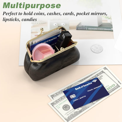 Coin Purse, Small PU Leather Change Purse, Coin Wallet with Clasp, Car Change Holder Pouch for Woman Men Kids Girls, Black