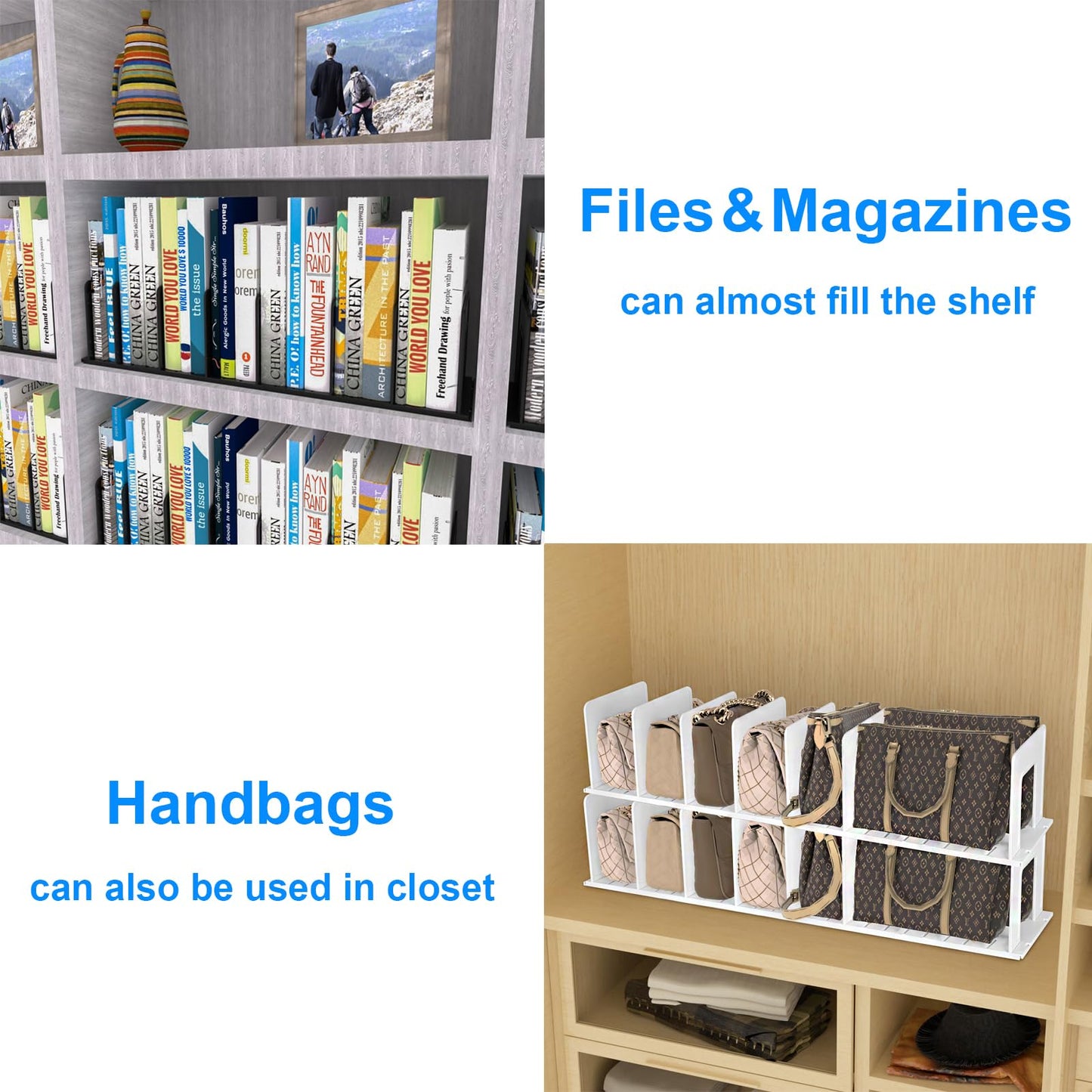 LuluEasy Adjustable Vertical File Sorter Sturdy Plastic Expandable Upright File Holder, Desktop Binder Organizer, School Office File Organizer Bookshelf Divider, Assemble Easily Endlessly, Black