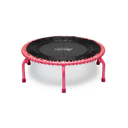 JumpSport 350 PRO Fitness Trampoline, Cardio Workout, No-Tip Arched Legs Home Gym Equipment with Adjustable Bungees & 60 Day Trial Video, 39", Pink