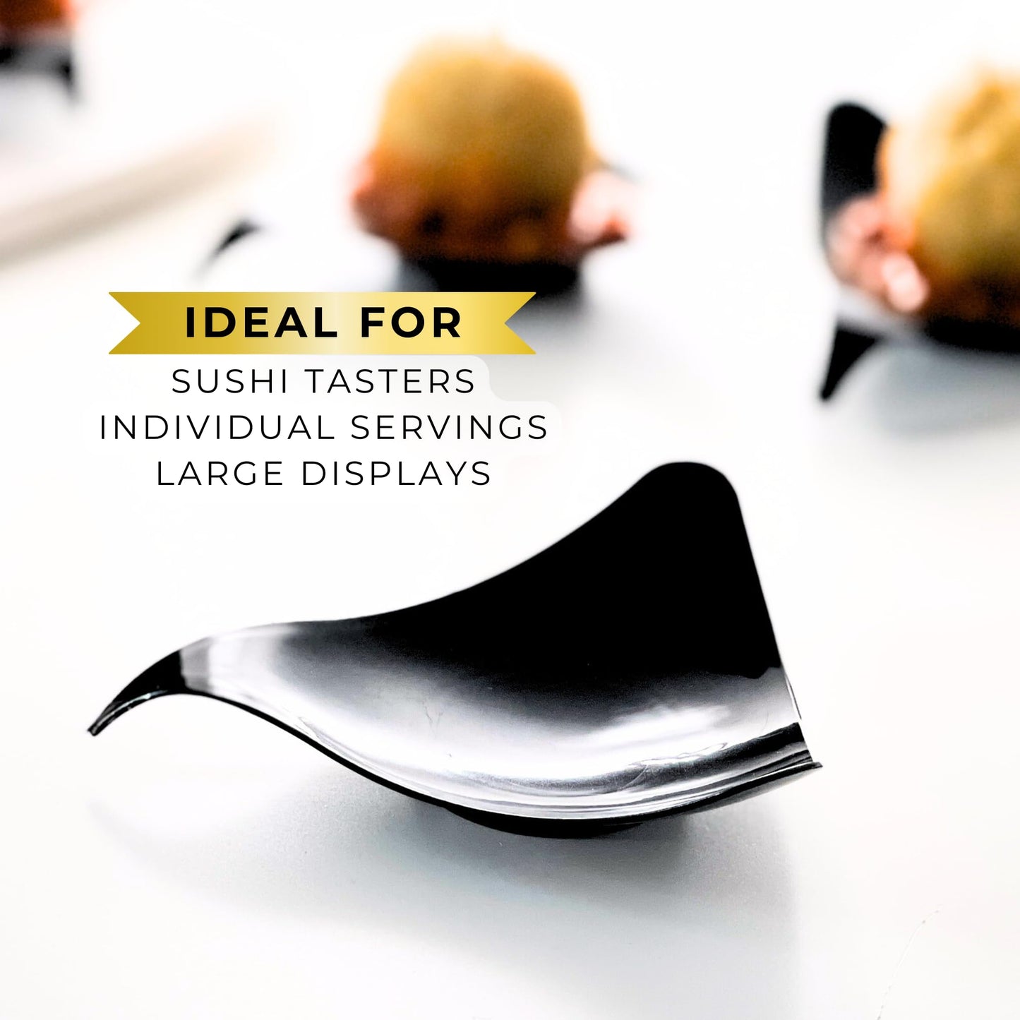 48ct Tiny 3" Black Serving Tray | Mini Appetizer Plates for Catering Supplies | Reusable 3 Inch Mini Plastic Plates | Tiny Serving Dish | Disposable Party and Bakery Supplies | CMJJ