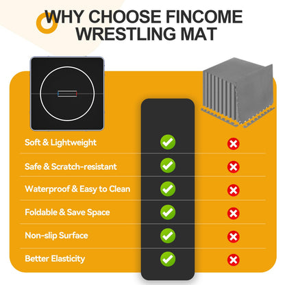 FINCOME Inflatable Wrestling Mat 16ft/13ft/10ft, 4" Thick Foldable Jiu Jitsu Mats Wrestling Mats for Home Outdoor Indoor, Waterproof PVC Mat for Gymnastics, BJJ, MMA, Grappling, Judo, Boxing, 10ft*10ft*4inch,Blue