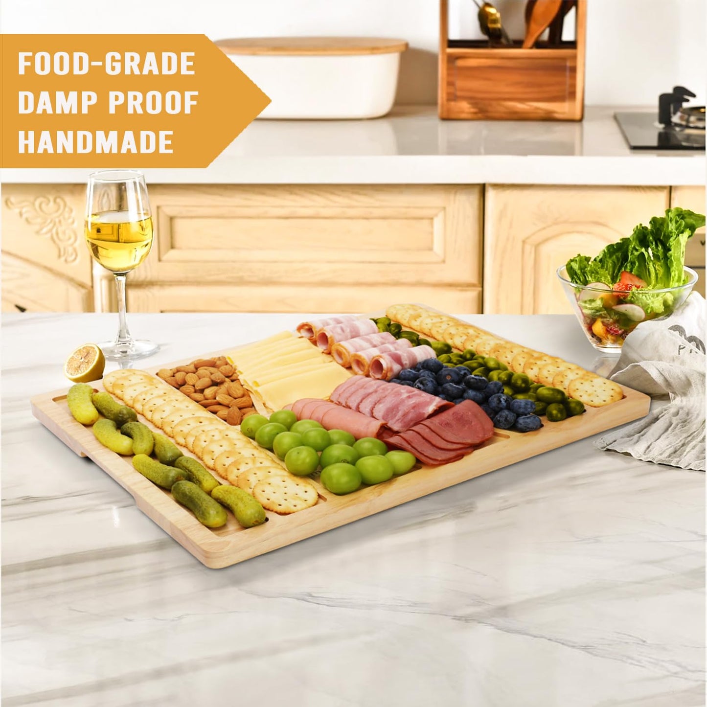 Vastsea Funny Charcuterie Boards with Jokes - Large Wooden Serving Platters for Entertaining, Wedding Hostess House Warming Gifts for New Home Women, Divided Cheeseboard, 17"×13"