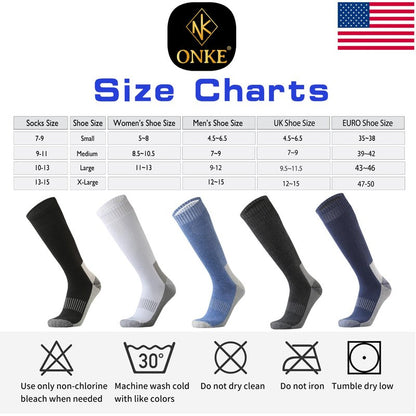 ONKE Knee High Socks for Men Work Boot Heavy Duty Tube Over the Calf Thick Full Cushion Moisture Control Durable Breathable(NavyBlue L)