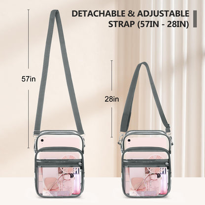 Blvornl Clear Crossbody Bag with Adjustable Shoulder Strap, Stadium Approved PVC Purse Bag, Messenger Bag