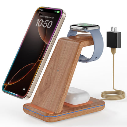Wireless Charging Station for Apple - 3 in 1 Wireless Charger Stand Dock Watch and Phone Charger Station for Apple Watch 11/8/7/SE/6/5/4/3/2, iPhone 17 16-12 Pro Max SE XS X, Samsung, AirPods Pro/3/2