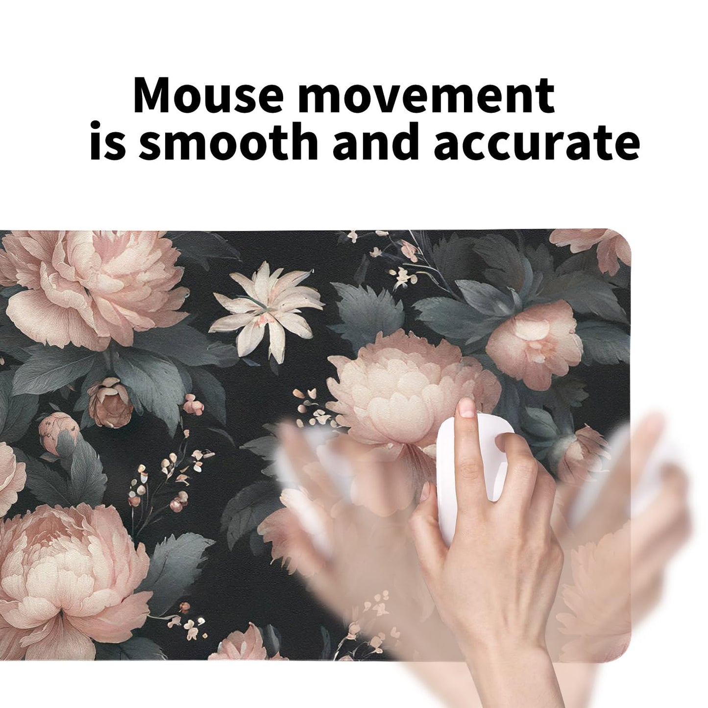 Luxurious Peony Floral Desk Mat, Elegant PU Leather Desk Pad for Women - Large Non-Slip Office Mat for a Stylish & Protected Gaming & Home Workspace（31.5 * 15.75in）