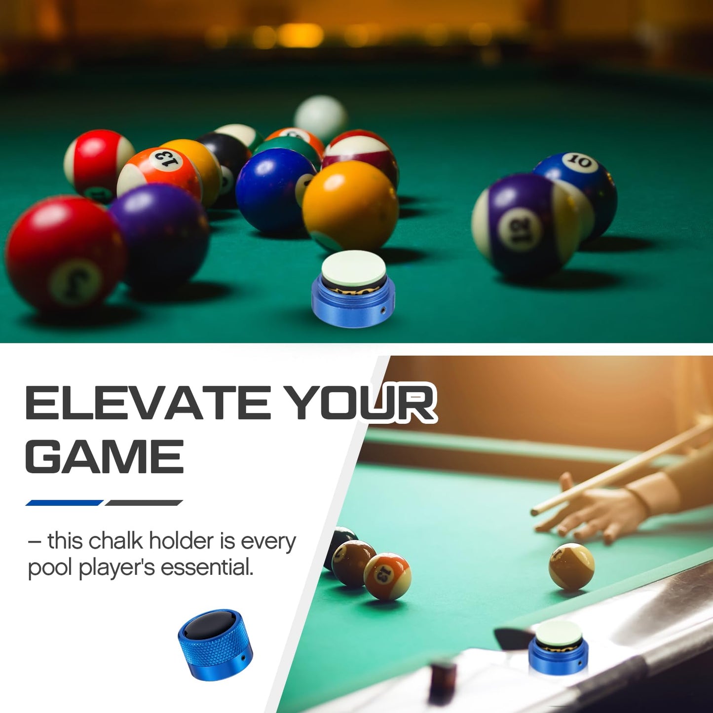 JolliLudo 1 Pcs Round Pool Chalk Holder Blue Magnetic Chalk Pool Billiards Accessories Portable Cue Head Tool Box Cubes Cases Container for Billiard Cue Tip Tool Table Snooker Practical Accessories