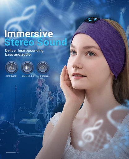 Voerou Sleep Headphones Bluetooth Headband - 10Hrs Adjustable Wireless Sports Sleeping Headphones with Hi Fi Sound, Tech Gifts for Men Women Side Sleepers Office Nap, Travel, Yoga, Workout, Meditation