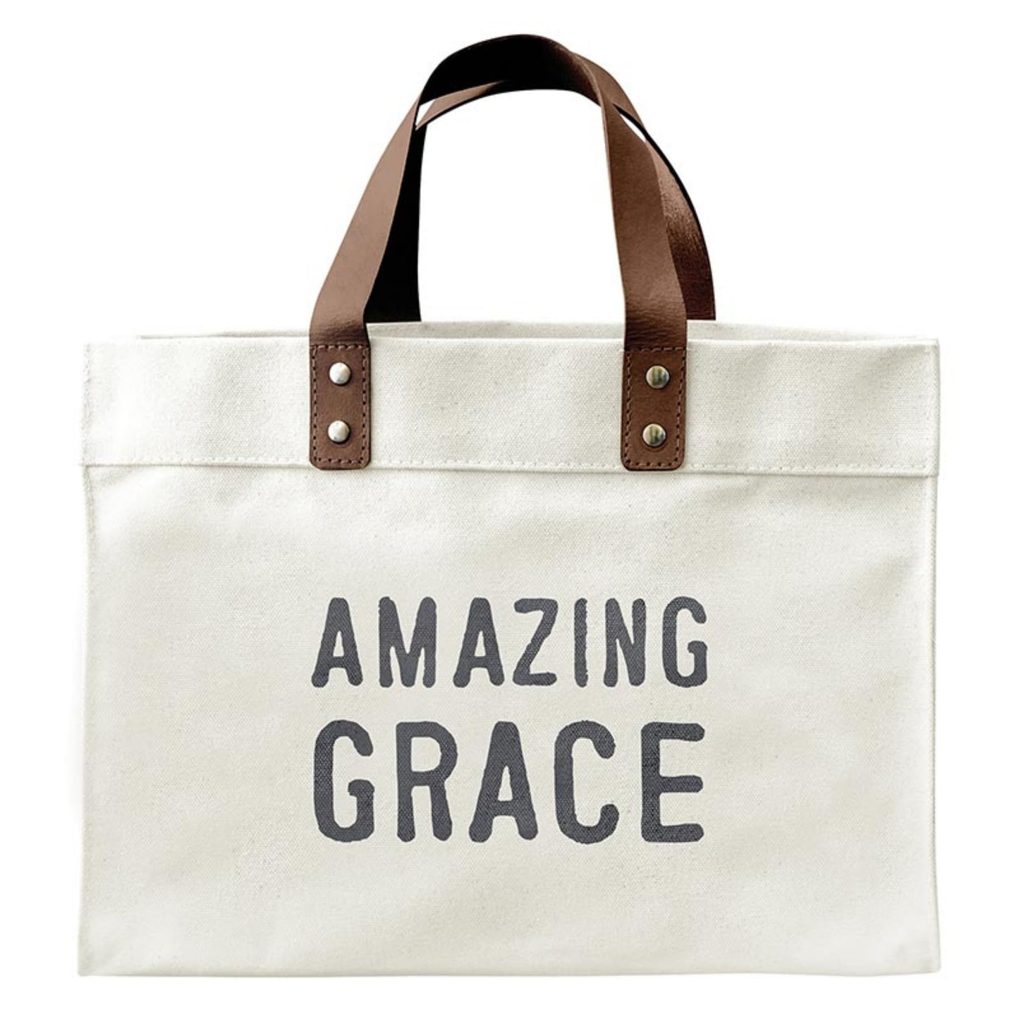 Santa Barbara Design Studio Tote Bag For Women Small Canvas Shoulder Bag with Genuine Leather Handles, 13" W x 10" H x 5" D, Amazing Grace