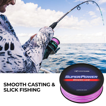 KastKing Superpower Braided Fishing Line, Purple Camo, 15LB, 300+27 Yds