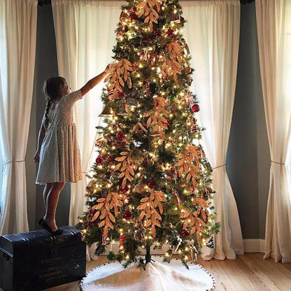 DILATATA 6Pcs Christmas Glitter Leaves Bay Leaves Spray 24" Artificial Orange Bay Leaf Picks Sprays Giltter Stems for Halloween Centerpiece Christmas Home Decor Home Decor - Orange