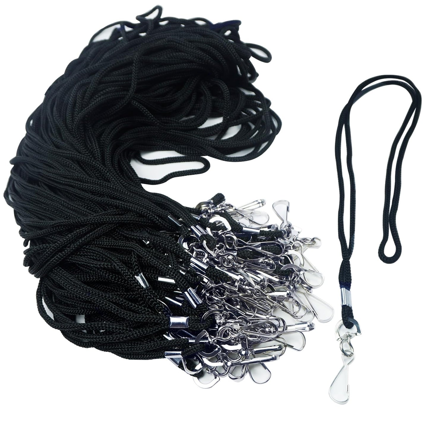 KAKAMINA 120 Pack Badge Lanyards, for ID Badges, Black Lanyard Badge Holder Office Business Card Lanyards Key Lanyards Students ID Card with 18" Inch and J Hook(Black)