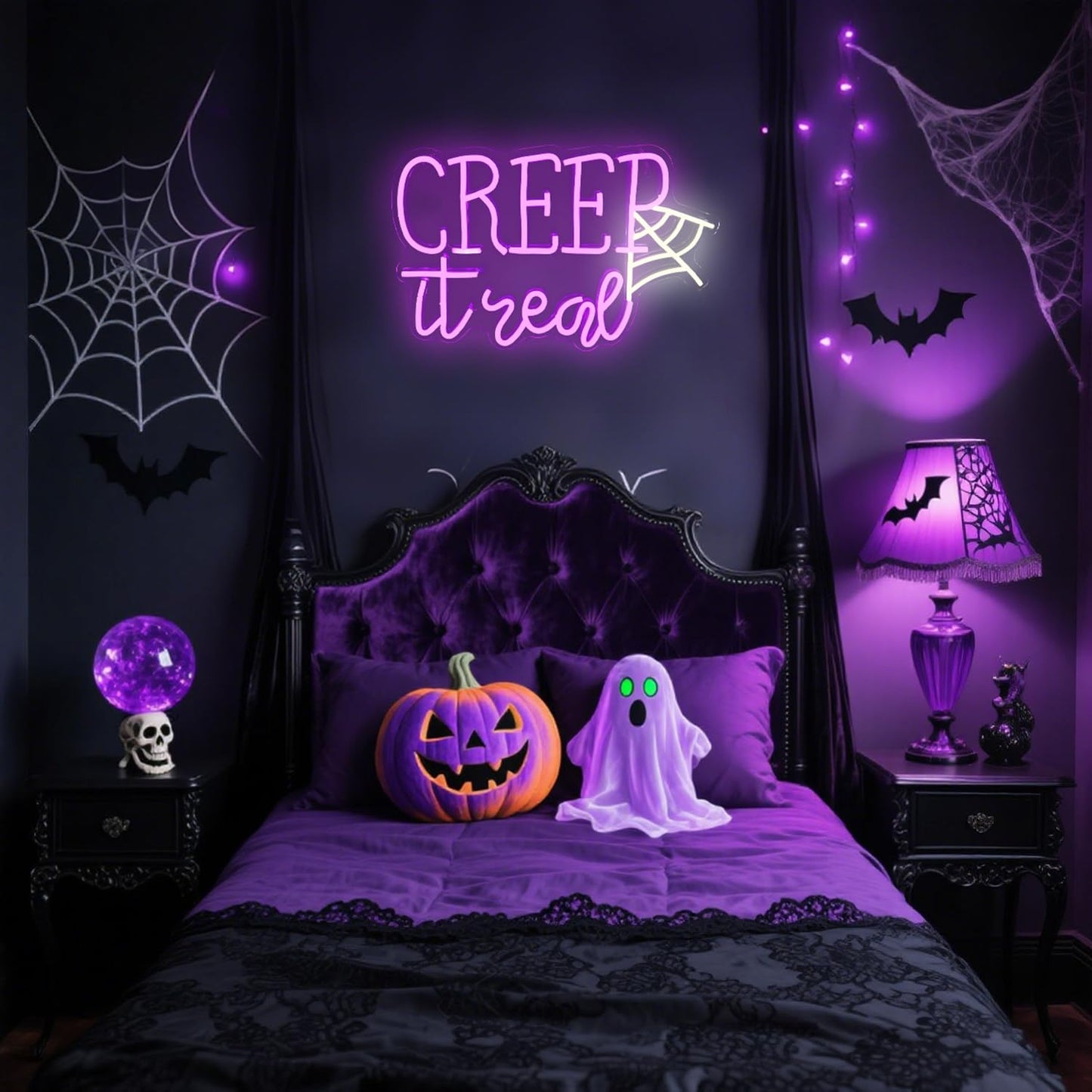 Creep It Real Neon Sign,Halloween Decor