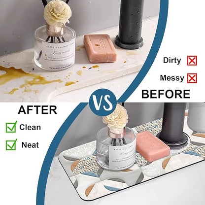 Ceramic Wall Tiles Sink Splash Guard Faucet Mat Moroccan Graphics Super