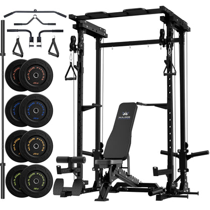 MAJOR FITNESS Drone3 Power Rack, 2500lbs Multi-Function Home Gym Squat Rack with Dual Pulley System, Pull-Up Bar & J-Hooks, Heavy-Duty Steel Frame for Maximum Stability & Strength Training