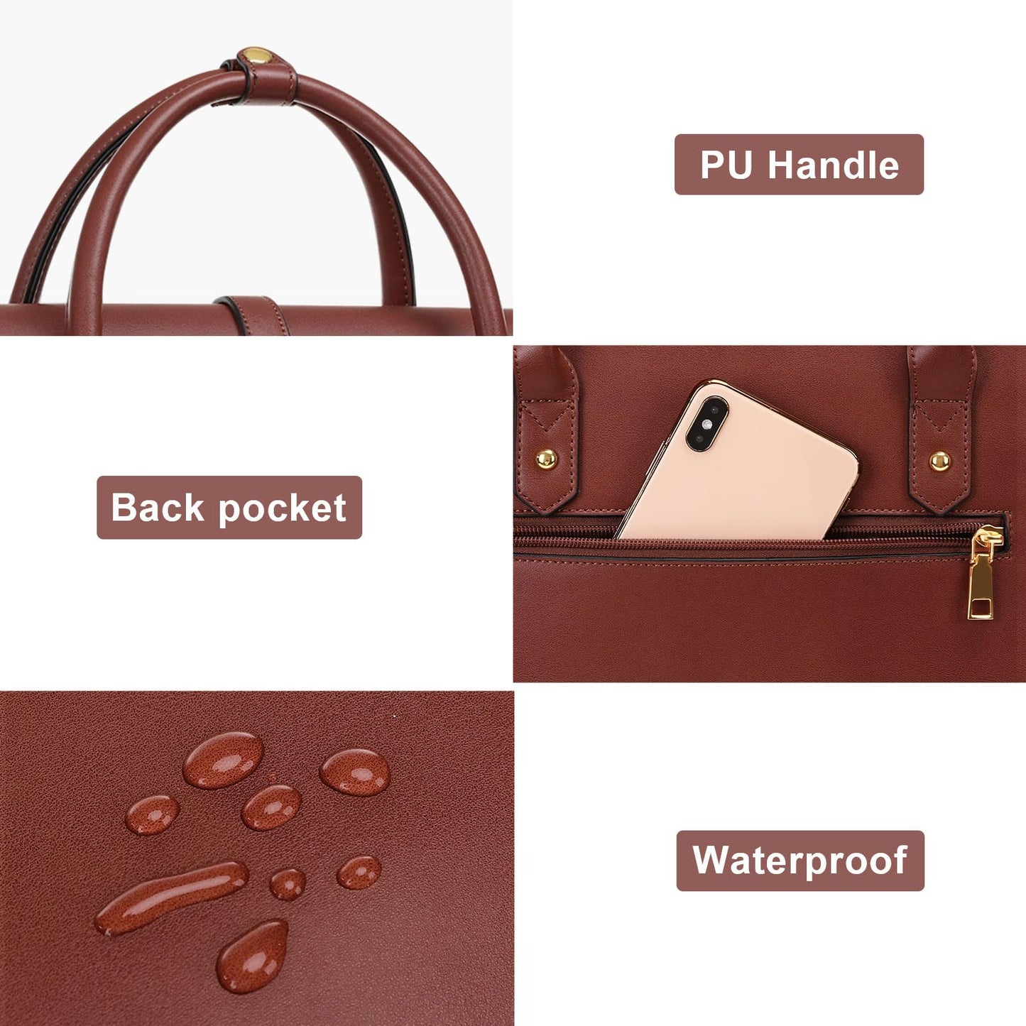 MOSISO Laptop Bag for Women, 17 inch PU Leather Laptop Shoulder Bags Convertible Backpack, 17.3 inch Messenger Bags Casual Handbag Work Briefcase Travel Computer Bag with Bowknot, Brown