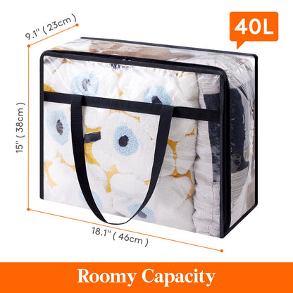 Lifewit 4 Pack Clear Clothes Storage Bags, 40L Plastic Blanket Storage Bag, Vinyl Foldable Moving Bags with Zipper, Closet Organizers and Storage Containers for Bedding, Duvet, Comforter