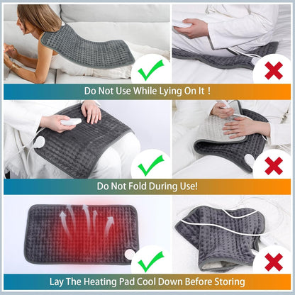 Comfytemp Heating Pad for Back Pain & Cramps Relief, FSA Eligible Electric Large Heat Pad, 2H Auto Off, Christmas Gifts for Women Men Mom Dad, HSA Moist Neck Shoulder Heated Pad, Washable, 12"x24"