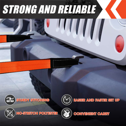 2 Pack 2”x15FT Supper Sturdy Lift Sling Straps, 18800 Pound Capacity Heavy Duty Eye-Eye Nylon Strap for Hoist, 2-Ply Polyester Rigging Straps, Tree Saver Recovery Straps Web Sling Winch