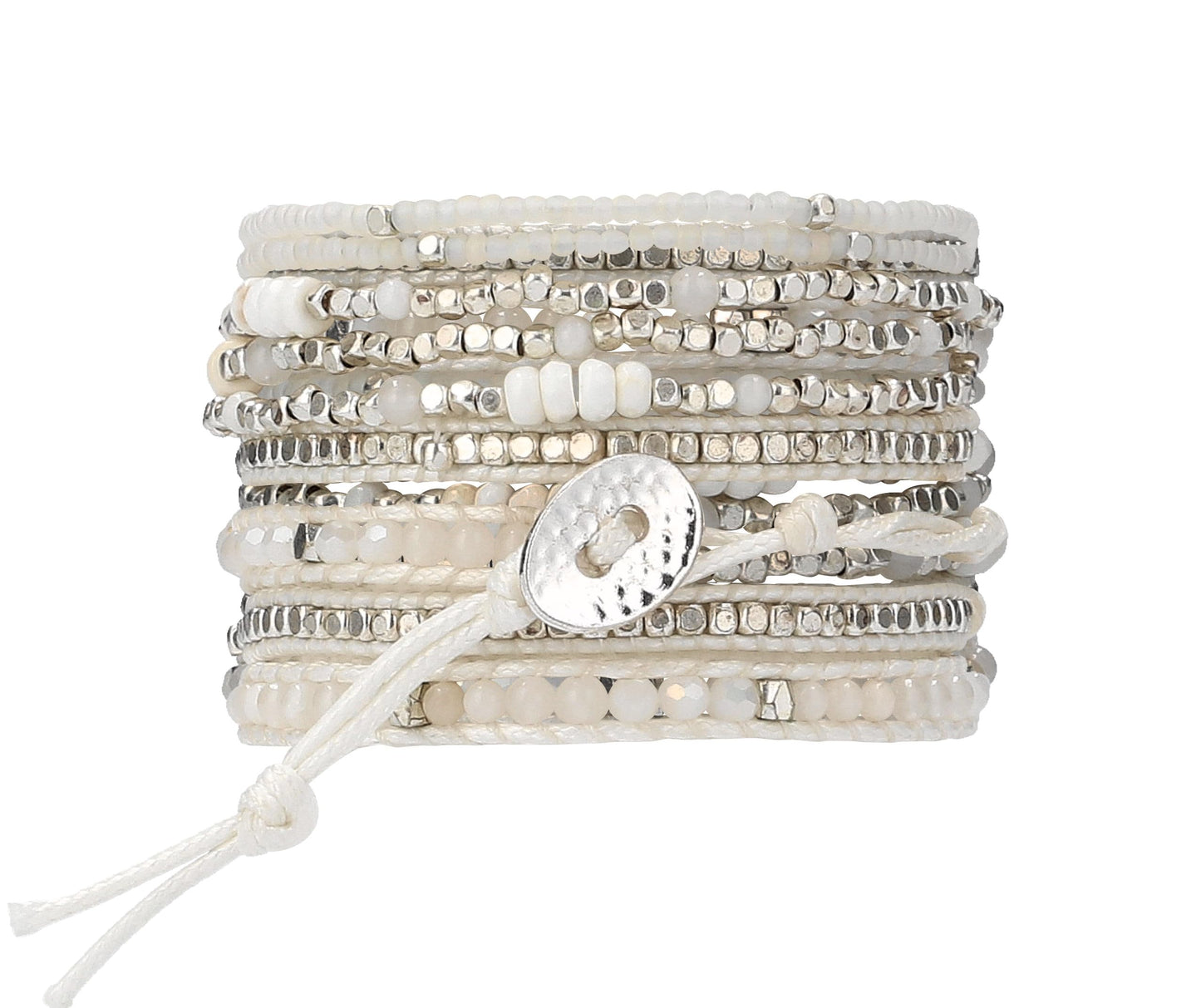 G2F DESIGN Bracelet for Women – Handmade Vegan Boho Natural Stone Layered Bracelet, Thailand Bohemian Stackable Beaded Wrap Bracelets (A13-Chantilly lace)