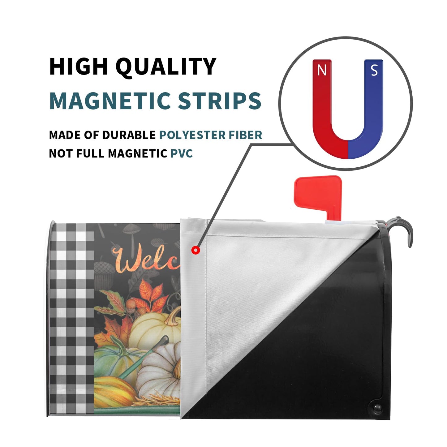 Fall Magnetic Mailbox Cover Large Size 25.5”x21”Autumn Sunflowers Pumpkins Mailbox Covers Oversize Thanksgiving Harvest Fall Mailbox Cover Outdoor Decoration Mailbox Wraps Post Letter Box Cover Decor
