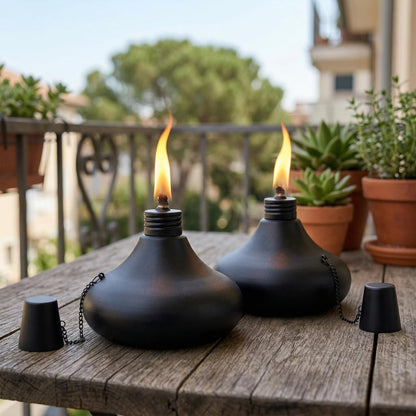 SNOGSWOG Upgraded Tabletop Torches Set of 8, 24.5 oz Citronella Candles for Outdoor, Metal Table Top Torches for Outside, Refillable Torch Lanterns for Patio, Yard, Deck, Garden, Party