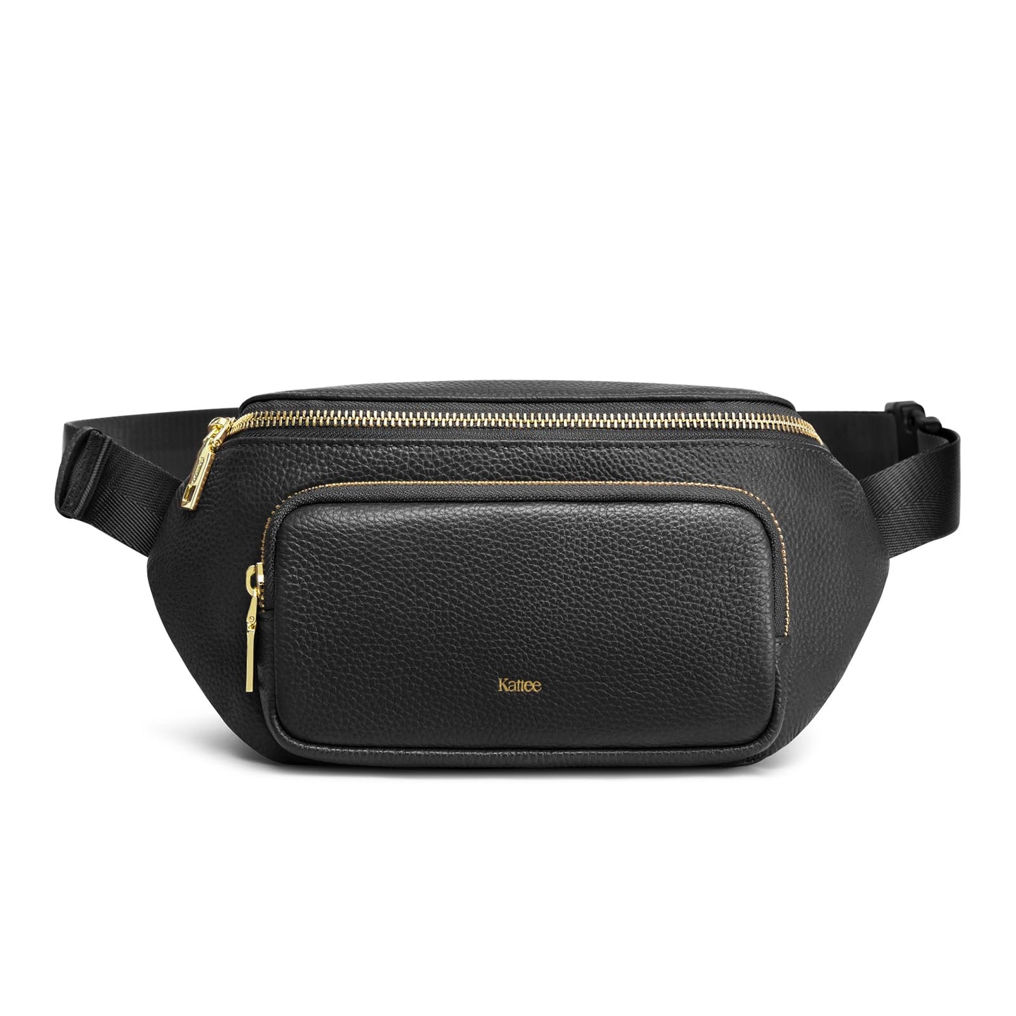 Kattee Fanny Packs for Women, Leather Crossbody Bags for Women Trendy, Small Belt Bag,Fashion Waist Packs with RFID Blocking, Black
