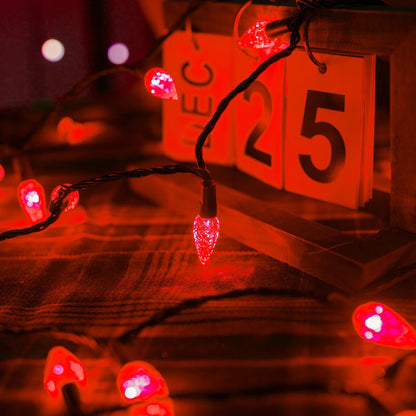 TW SHINE C6 String Lights, 200 LED 66 FT with 8 Modes Timer, Waterproof Connectable for Outdoor Yard Xmas Tree House Decorations (Red)