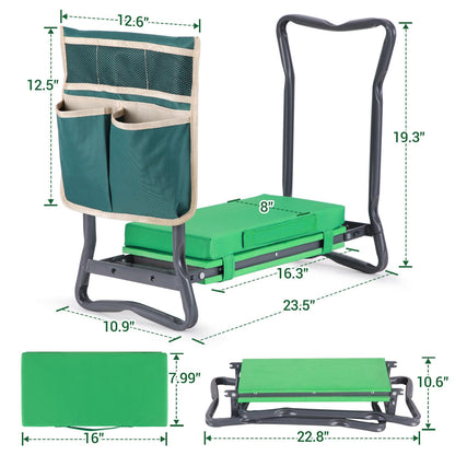 Ohuhu Garden Kneeler and Seat: Upgraded Widened Gardening Stool with Detachable Soft Kneeling Pad, Foldable Garden Bench Heavy Duty with Large Tools Bag and Pouch, Gifts for Women Men Seniors Gardener