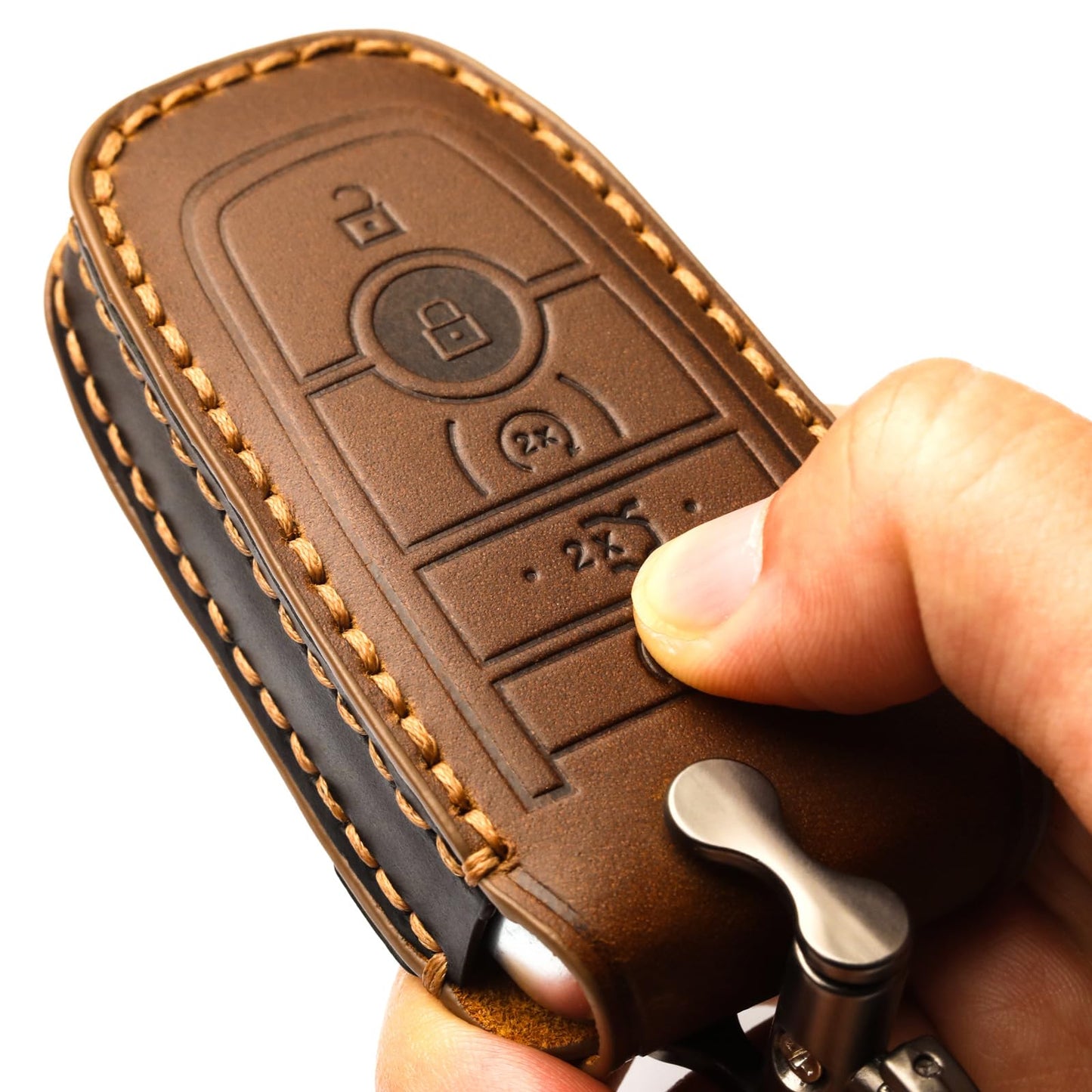 APEKUU Car Key Fob Cover, Soft Full Protection Key Case Shell Compatible with Ford Smart Key 3 4 5 Buttons Protector (A-Brown) …