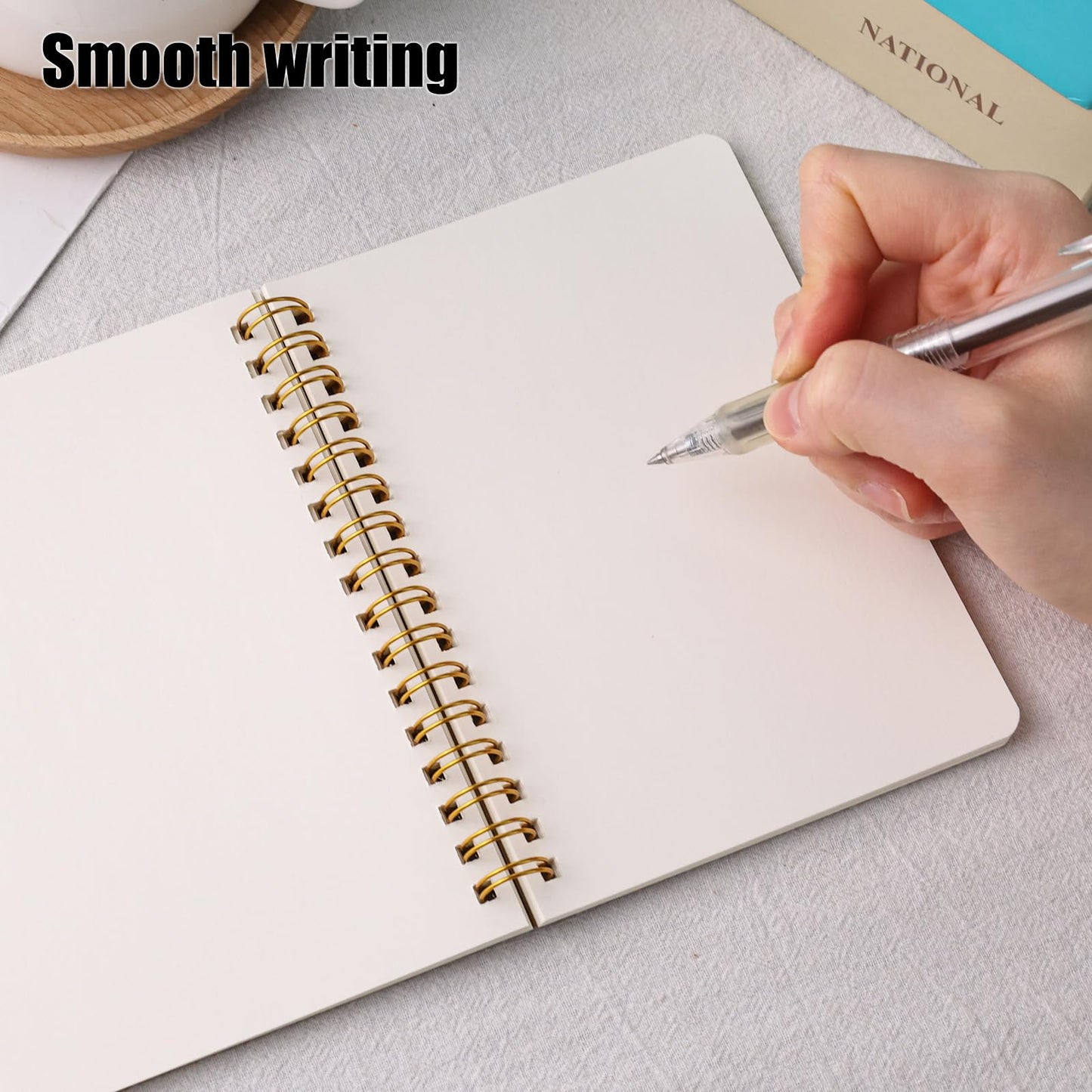 Koogel 4PCS Mini Spiral Notebooks, 4.5x 5.7inch Small Blank Pocket Notebooks Kraft Hardcover Journals Tiny Notepads for School Office Note Taking Supplies, 80 Sheets/160 Pages