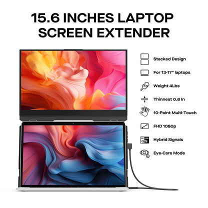 Mobile Pixels Geminos (2 x 24 inch) IPS Dual Stacked Computer Monitors with 65W USB-C Charging, 1080P Webcam&Speakers, All-Inclusive Workstation PC Monitor, USB-A/USB-C/HDMI, Ergo Design(2 Monitors)