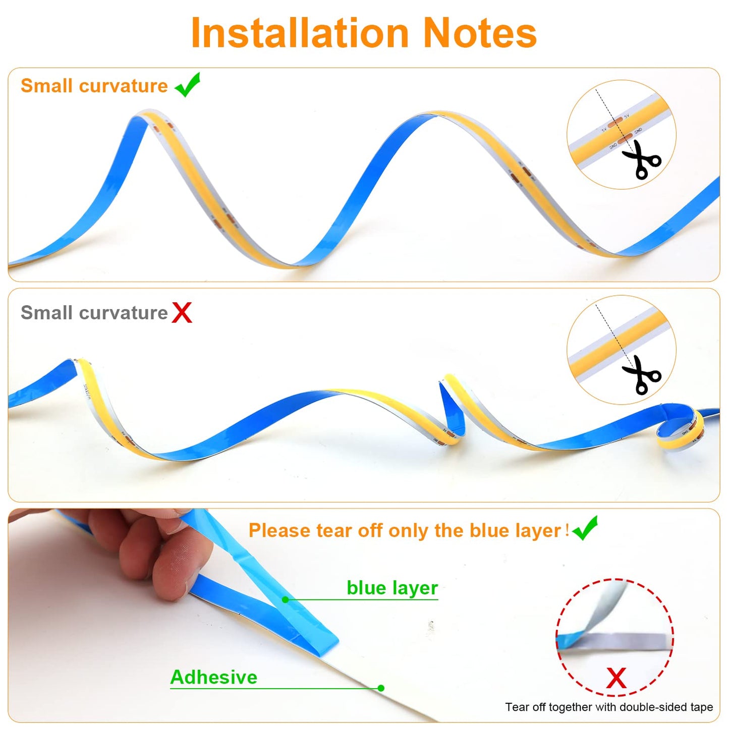 Smacen Battery Powered COB Led Strip Lights, 4.92Ft Battery Operated 6000K Cool White LED Strip Light, High Brightness Flexible LED Tape Lights for TV, Cabinet, Bedroom, Party, Home DIY Decoration