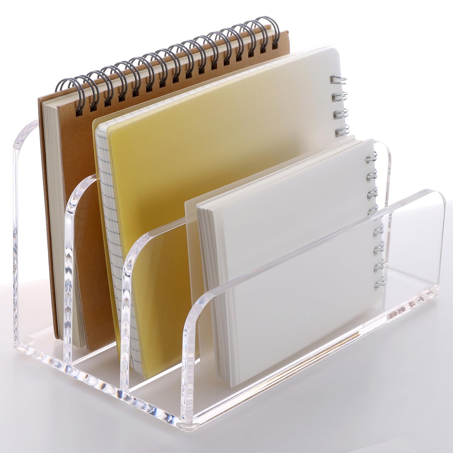 SANRUI 3 Compartments Mail Organizer Letter Holder for Desk ,Vertical Letter Holder,File Sorter Acrylic Desk Organizer Office Supplies,Clear
