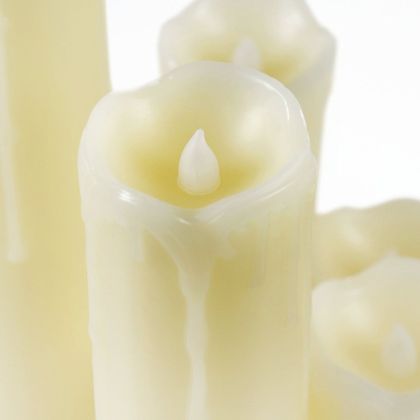 WYZworks LED Flickering Flameless Melting Ivory Timer Candles, Set of 6 Faux Dripping Wax, Battery Operated for Christmas Valentine Halloween Holiday Viking Gothic Decor 2" Wide and 2-9" Tall Pillar