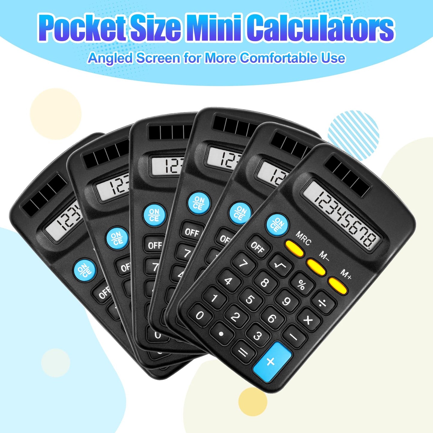 Loccmat 24 Pieces Pocket Calculator,Pocket Size Mini Calculators,Solar Battery Dual Power Function Calculator,8 Digit Display Basic Calculator for Students Kids Home Office(Black)